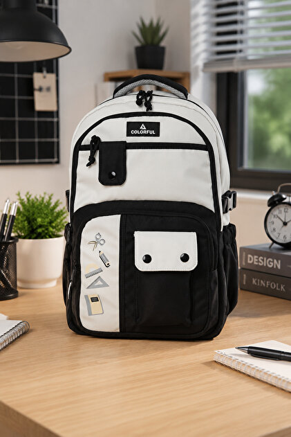 Unisex School Backpack with Laptop Compartment and Accessories for Primary School - Middle School - High School