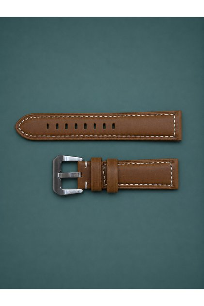 Premium Genuine Leather Watch Band 22mm / 20mm | Cream Stitched Pre-V Buckle