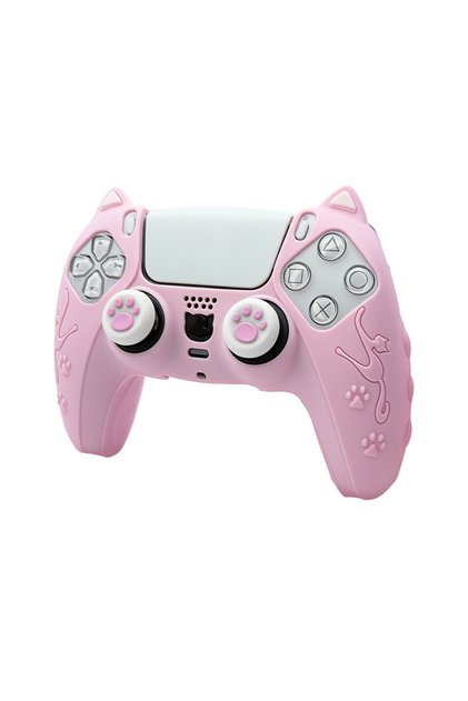 Pink VILCORN Anti-Slip Silicone Case for PS5 Controller with Thumb Grips – Shockproof Skin Cover for