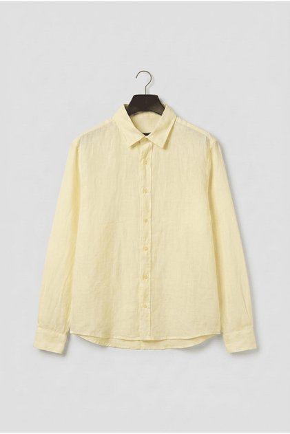 Oversize Draped Yellow Linen Shirt