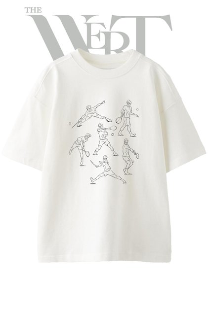 Tennis Player_1 Design Printed Unisex White Oversize T-Shirt