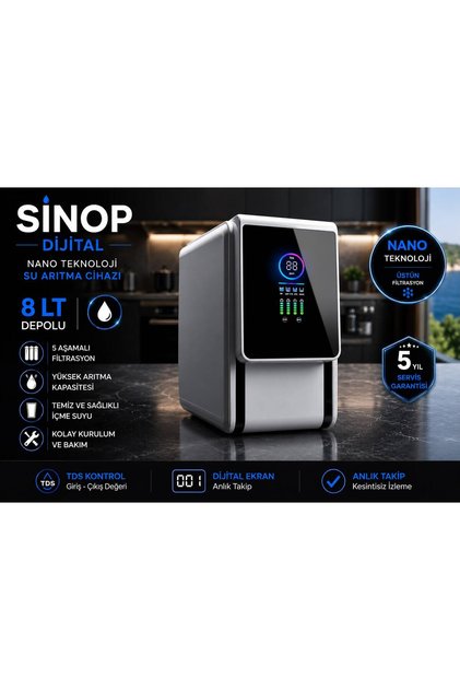 Tam Ekran Dijital Sinop Su Arıtma Cihazı 8 lt (Nsf onaylı)