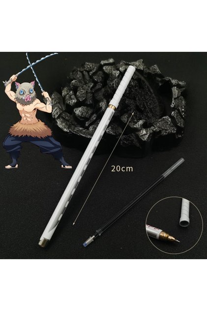 Bandai Hashibira Inosuke 20cm Demon Slayer Signature Pen Shinobu Metal Real Size Katana Ballpoint Pe