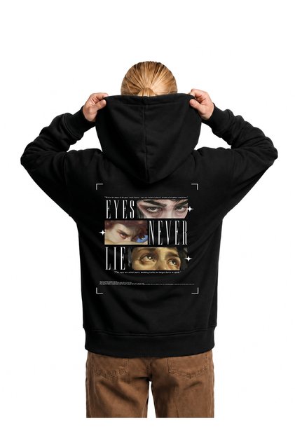 Eyes Never Lie Printed Sweatshirt – Graphic Design Hooded Sweatshirt with Back Print