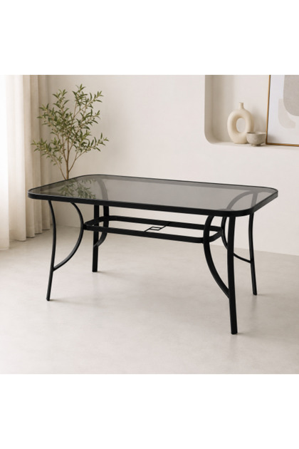 Rectangular Black Glass Table 150 x 90 cm - F5031 BLACK