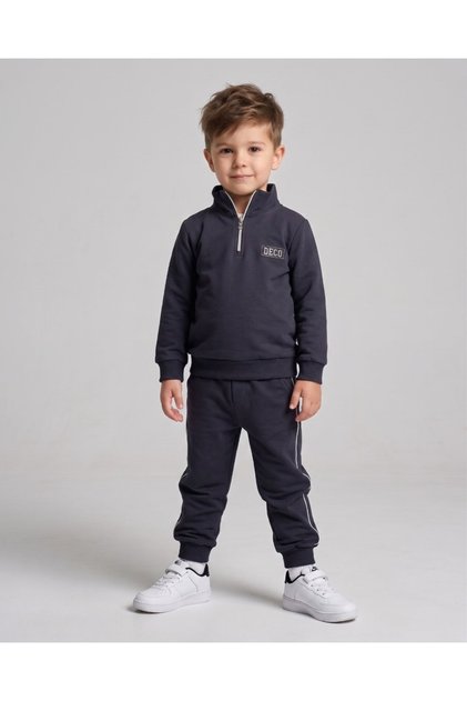 Boy's Seasonal 2-Strap, Zippered, High-Necked Tracksuit Set for Ages 6-7-8-9-10