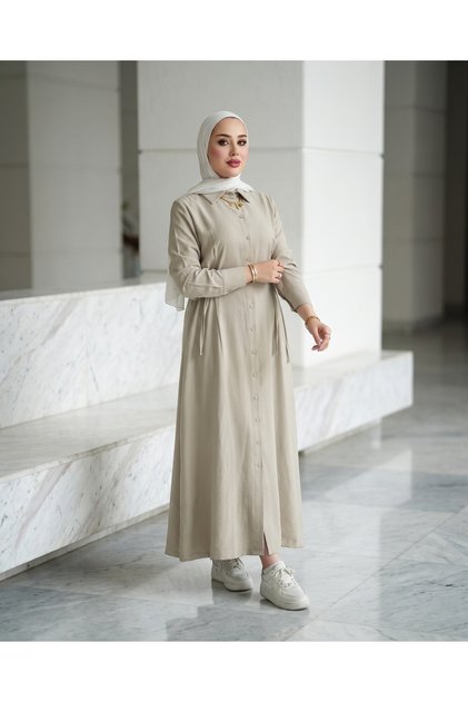 Cotton Tencel Fabric Dress with Buttons
