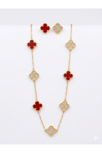 2 PCS Jewelry Set – Necklace & Stud Earrings with imitate gold chain.
