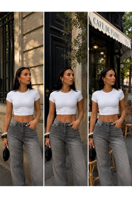 Brand Model Premium Crew Neck Crop Top