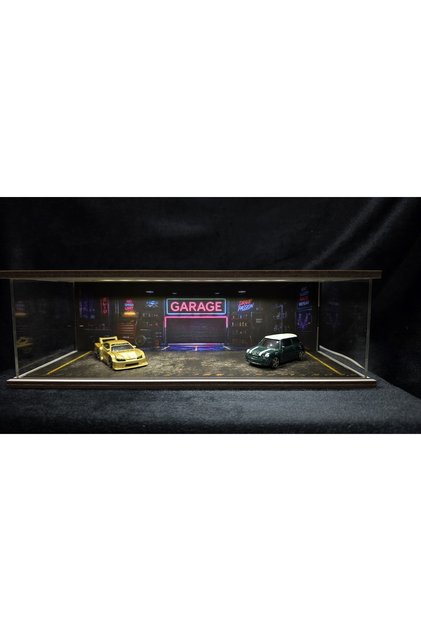 Ferrari Tema 1.64 Diorama Model Araba Garaj Standı Usb Ledli 7 Araçlık Hotwheels Mini Gt Koleksiyon