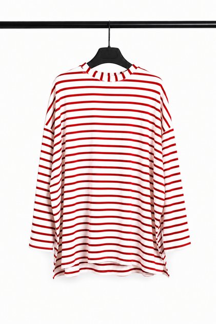 Striped Cotton Sweatshirt - Red