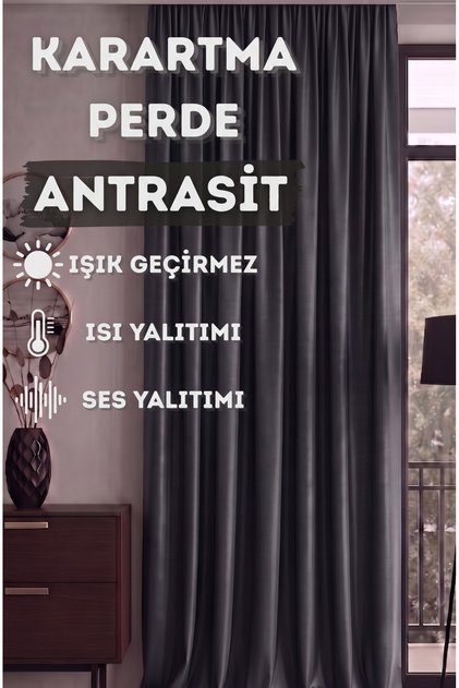 Anthracite Blackout Light-Proof Blackout Curtain, Pile-Free Single Panel Blackout Sunshade, Suitable for Any Room
