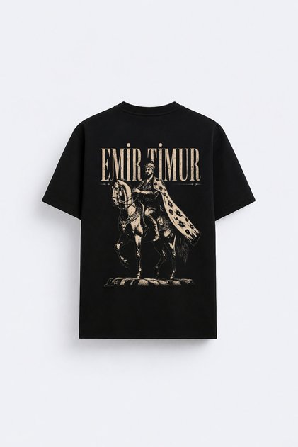 Emir Timur Printed Crew Neck Black T-Shirt T-Shirt