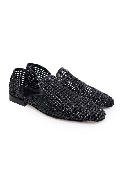 Black Color Laceless Genuine Leather Men's Shoes