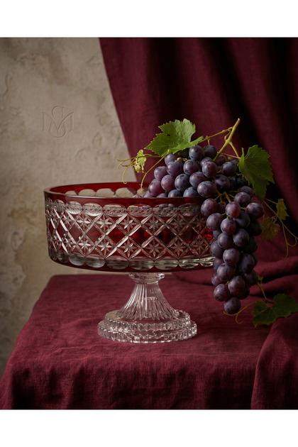سلسلة إستريلا المصنوعة يدويًا من الكريستال - وعاء عرض تقديمي - وعاء زجاجي 25 سم