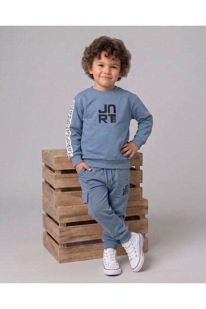 Boy's Seasonal Compact Cotton 2-3-4-5-6 Years Old Top and Bottom Tracksuit Set