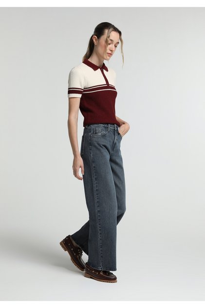 Wide Leg Fit Kadın Blue Black Denim Jean Pantolon