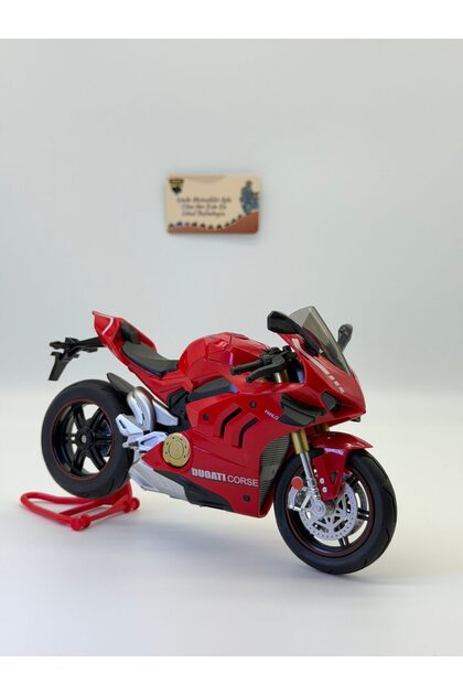 Ducati Panigale V4 Corse 1:10 Ölçek Sesli Işıklı Alloy Model Motosiklet – Kırmızı Diecast