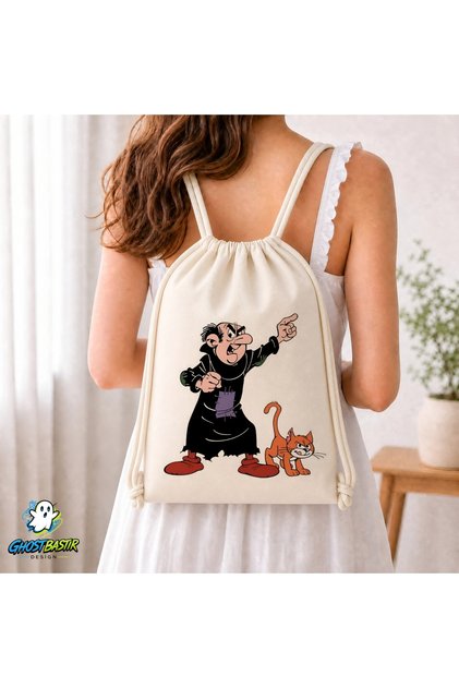 Gargamel Drawstring Linen Bag C100