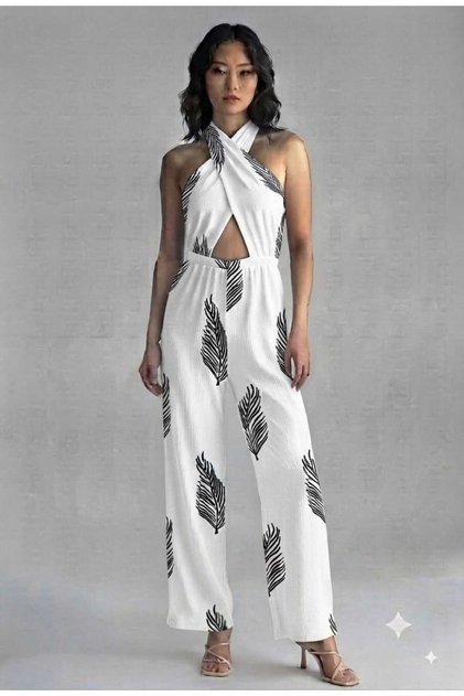 Women's Mykonos Cross-Neck Wide-Leg Pants Dress