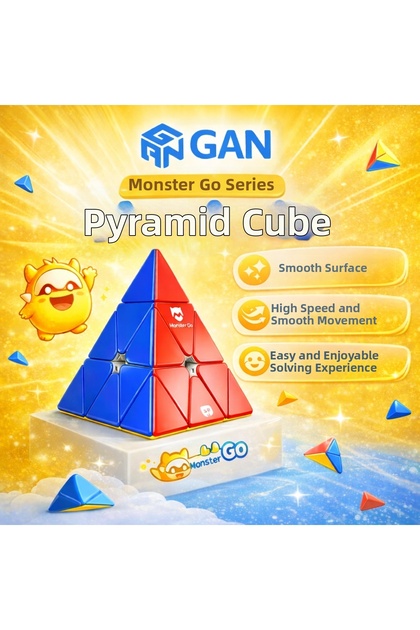 Professional Gan Monster Go Pyramid Cube - Gan Pyramid Brain Teaser Cube - Gan Monster Go Pyraminx