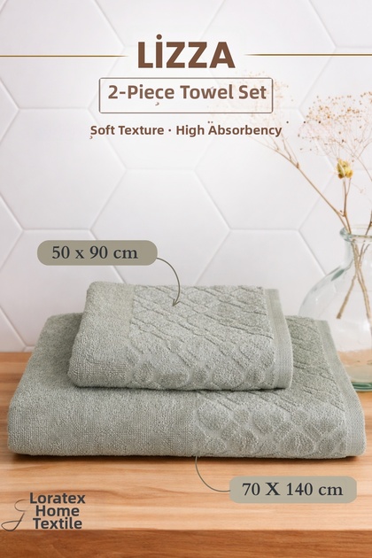 Lizza |   2-Piece Bath Towel Set |   Towel |   Bath Towel I Hammam Set I Dowry Towel |   (70 X 140 cm - 50 X 90 cm)