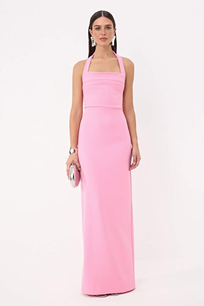 Trendyol Collection Light Pink Straight Bodycon Woven Finike Maxi Evening Dress & Graduation Gown- Trendyol Trendyol Collection Light Pink Straight Bodycon Woven Finike Maxi Evening Dress & Graduation Gown- Trendyol