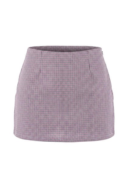 Multi-Colored Houndstooth Patterned Mini Short Skirt Shorts & Bermuda Twoss26Sr00015