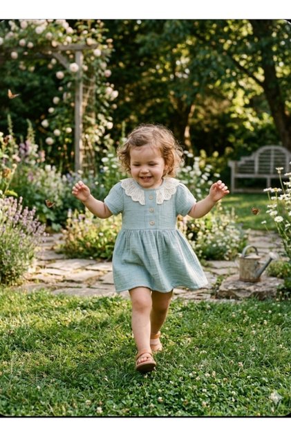 Baby Dress Turquoise Smocked Buttoned