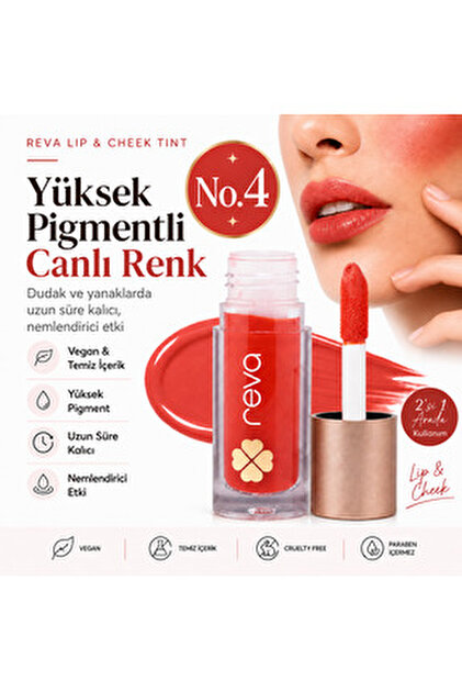 REVA Vegan & Temiz İçerikli Lip & Cheek Tint – 2'si 1 Arada Doğal