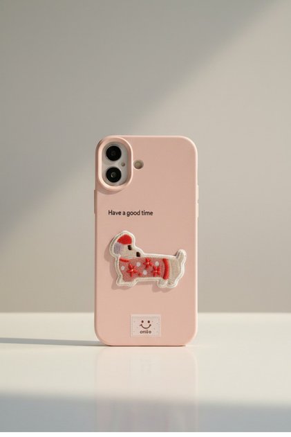 iPhone 16 Uyumlu Kawaii Nakışlı Sevimli Köpekli Figürlü Silikon Telefon Kılıfı