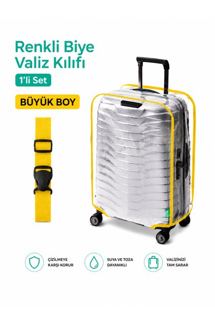 Transparent Luggage Protective Cover and Luggage Belt * 1 Piece * Yellow - Cabin