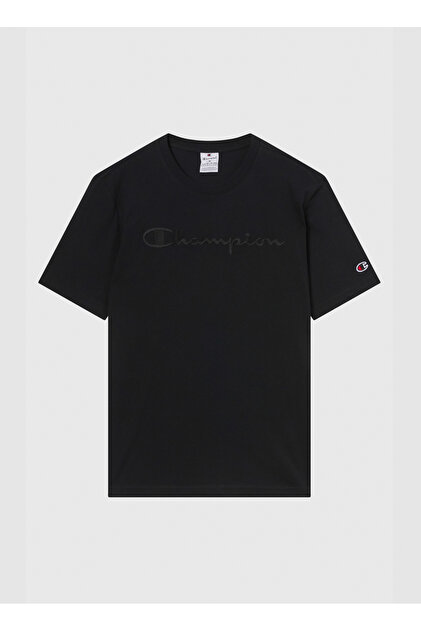Champion 220273-KK001 SS Tee Siyah Yuvarlak Yaka Düz Erkek T-Shirt