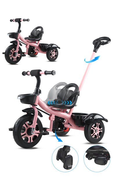 Tricycles for Kids, with Storage Basket and Push Handle, Trike for 1-6 Years Boys and Girls