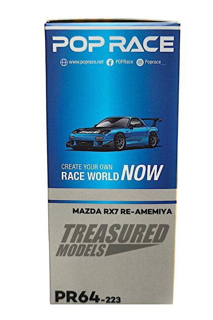 Pop Race 1/64 MAZDA RX7 RE-AMEMIYA WIDEBODY BLUE CHROME PR640223