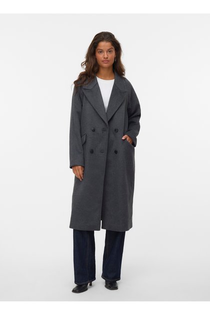 Gri Kadın Mont VMHARPER LONG WOOL COAT GA NOOS