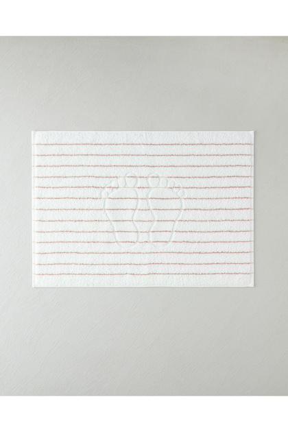 Mono Stripe Cotton Foot Towel 50X70 cm White - Pink