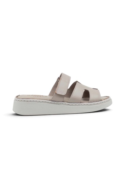 Mr White Orthopedic H Model Band-Strapped Genuine Leather Women's Slippers