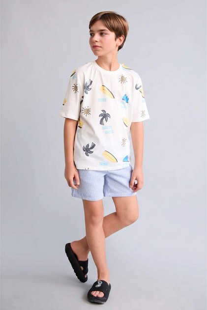 Patterned Crinkle Swim Shorts for Boys H1845A826Hs