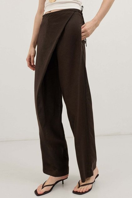 Brown Double-Breasted Pareo Women's Trousers