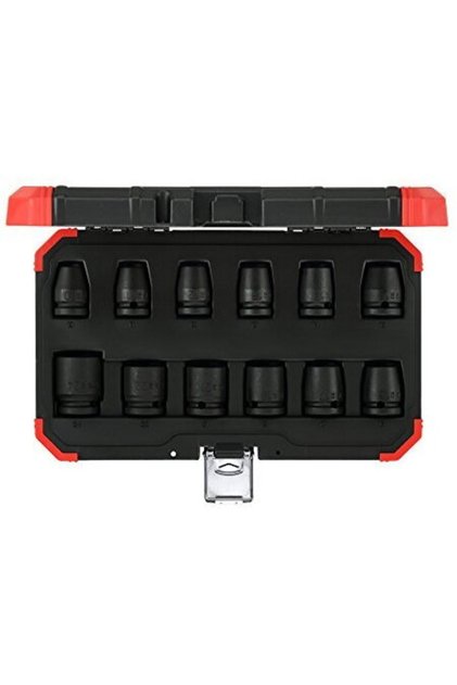 Set de chei tubulare roșii pentru mașini de înșurubat 1/2 ", 12 piese (roșu / negru, SW 10mm - 24mm)