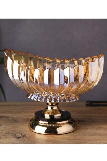 Kristal Cam Çikolatalık, Vazo Oval 4474 Gold