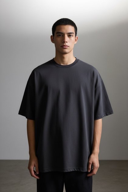 Oversize Siyah Düz T-Shirt