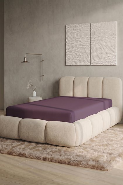 190 Gsm, 95% Cotton 5% Elastane Single Jersey Fitted Sheet Single Size 90-100X200 cm - Mürdüm