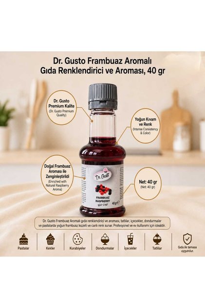Frambuaz Aroması 40 g – Pasta, Kek, Dondurma ve Tatlılar İçin Yoğun Meyve Aroması
