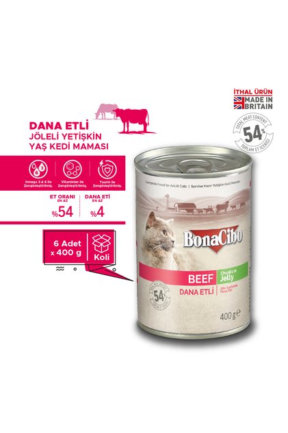 Jöleli Dana Etli Yaş Kedi Maması 400 Gr X 6 Adet