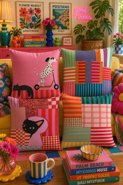 Double-Sided Printed 4-Piece Throw Pillow Cover 6Esd3
