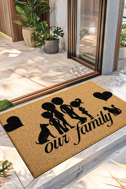 Koko Doormat Our Family Patterned Doormat for the Front Door 40 X 60 cm