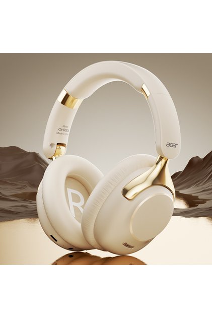 Beige Acer OHR524 ANC Wireless Bluetooth Headphones 360° Surround Sound Headsets Gamer Sports Earpho