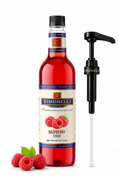 Frambuaz Aromalı Kahve Şurubu 700 ml - İçecek ve Kokteyl Şurubu (Pompa Dahil)